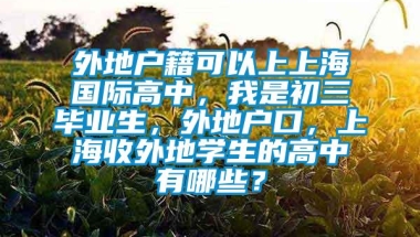 外地户籍可以上上海国际高中，我是初三毕业生，外地户口，上海收外地学生的高中有哪些？