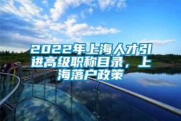 2022年上海人才引进高级职称目录，上海落户政策