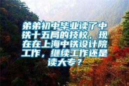 弟弟初中毕业读了中铁十五局的技校，现在在上海中铁设计院工作，继续工作还是读大专？