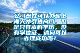 公司现在可以办理上海人才引进户口，但是只有本科学历，没有学位证。请问可以办理成功吗？