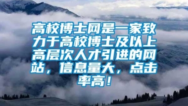 高校博士网是一家致力于高校博士及以上高层次人才引进的网站，信息量大，点击率高！