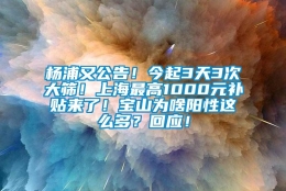 杨浦又公告！今起3天3次大筛！上海最高1000元补贴来了！宝山为啥阳性这么多？回应！