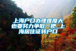 上海户口办理难度大也要努力争取一把_上海居住证转户口