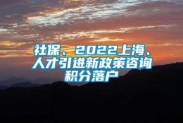 社保、2022上海、人才引进新政策咨询积分落户