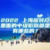 2022 上海居转户里面的中级职称都是有哪些的？