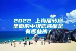 2022 上海居转户里面的中级职称都是有哪些的？