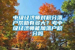 中级经济师对积分落户帮助有多大？考中级经济师能加落户积分吗