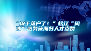 “终于落户了！”松江“闪速”服务获海归人才点赞