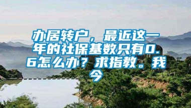 办居转户，最近这一年的社保基数只有0.6怎么办？求指教。我今