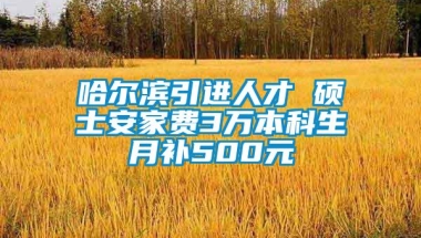 哈尔滨引进人才 硕士安家费3万本科生月补500元