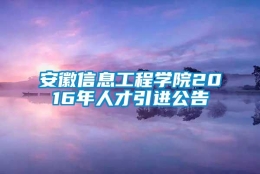 安徽信息工程学院2016年人才引进公告