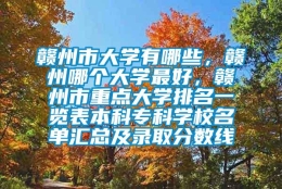 赣州市大学有哪些，赣州哪个大学最好，赣州市重点大学排名一览表本科专科学校名单汇总及录取分数线