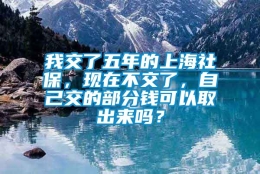 我交了五年的上海社保，现在不交了，自己交的部分钱可以取出来吗？