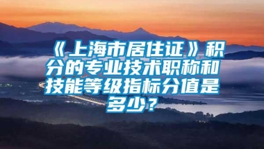 《上海市居住证》积分的专业技术职称和技能等级指标分值是多少？