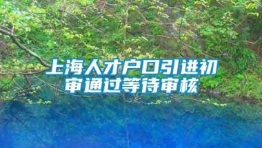 上海人才户口引进初审通过等待审核