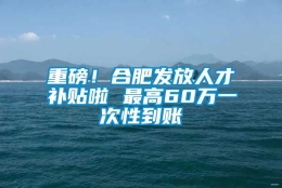 重磅！合肥发放人才补贴啦 最高60万一次性到账