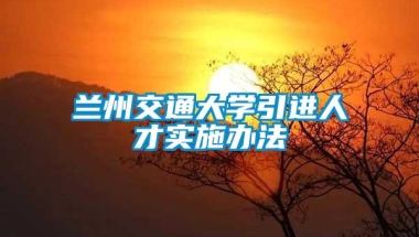 兰州交通大学引进人才实施办法