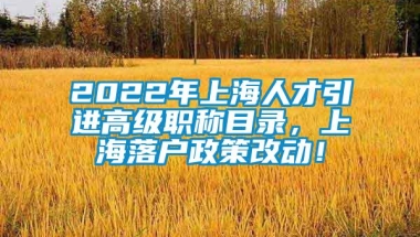 2022年上海人才引进高级职称目录，上海落户政策改动！