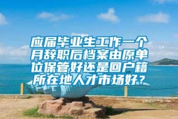 应届毕业生工作一个月辞职后档案由原单位保管好还是回户籍所在地人才市场好？