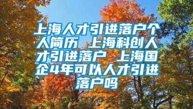 上海人才引进落户个人简历 上海科创人才引进落户 上海国企4年可以人才引进落户吗