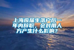 上海应届生落户后一年内辞职，会对用人方产生什么影响？