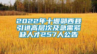 2022年十堰郧西县引进高层次及急需紧缺人才257人公告