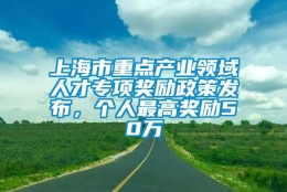 上海市重点产业领域人才专项奖励政策发布，个人最高奖励50万