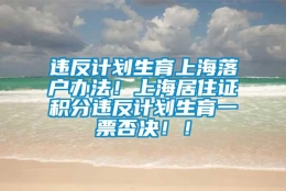 违反计划生育上海落户办法！上海居住证积分违反计划生育一票否决！！