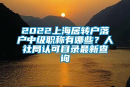 2022上海居转户落户中级职称有哪些？人社局认可目录最新查询