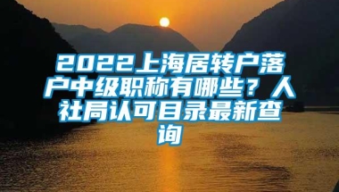 2022上海居转户落户中级职称有哪些？人社局认可目录最新查询