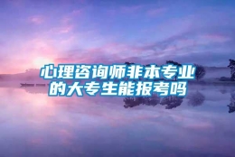 心理咨询师非本专业的大专生能报考吗