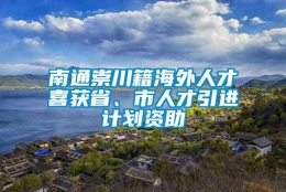 南通崇川籍海外人才喜获省、市人才引进计划资助